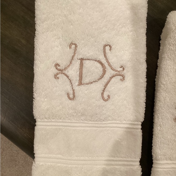White “D” Mongrammed Hand Towels - Picture 2 of 5